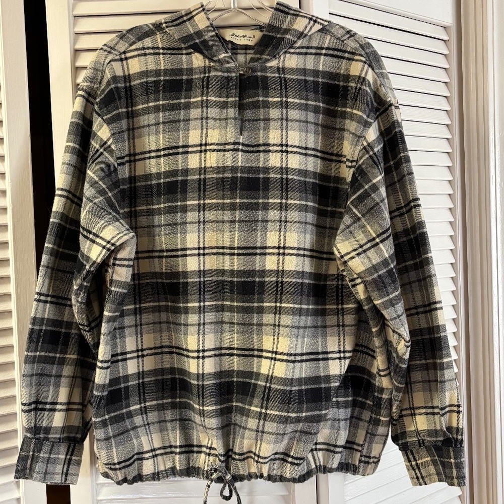 Hooded flannel shirt - size L - Eddie Bauer